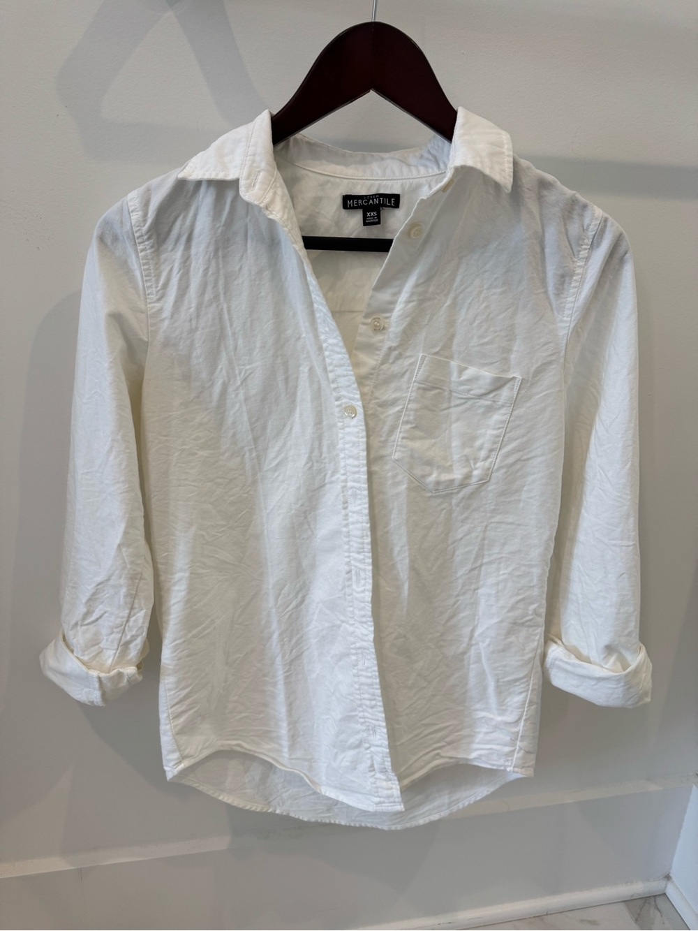 J. Crew Mercantile Linen Blend White Button-Up Shirt